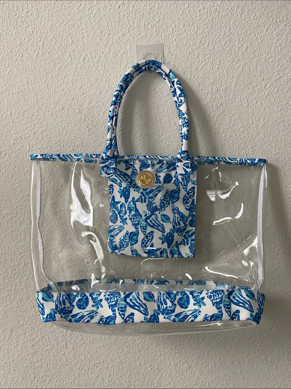 NWT Lilly Pulitzer Clear Beach Tote and Pouch Insert